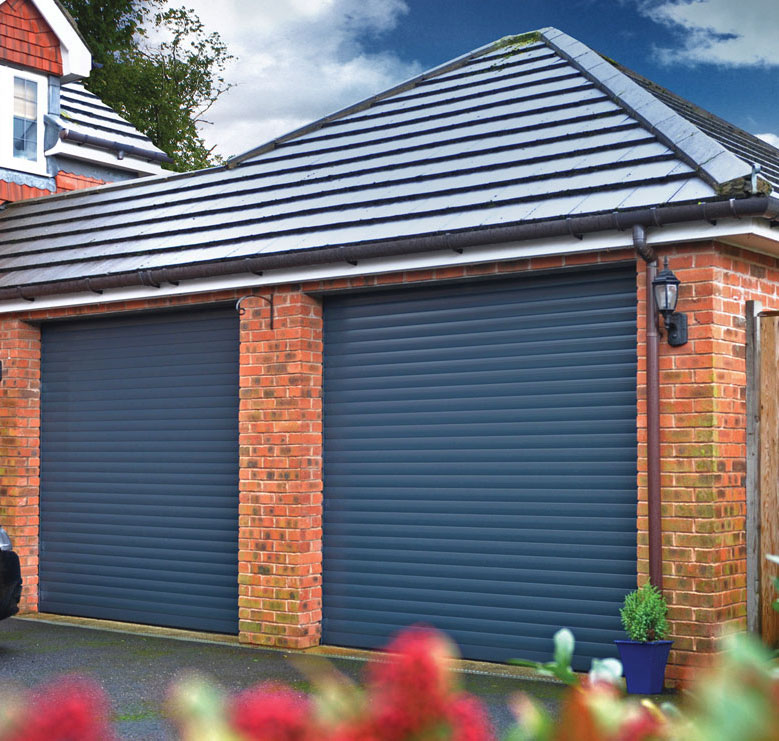 House with automatic roller shutters on it